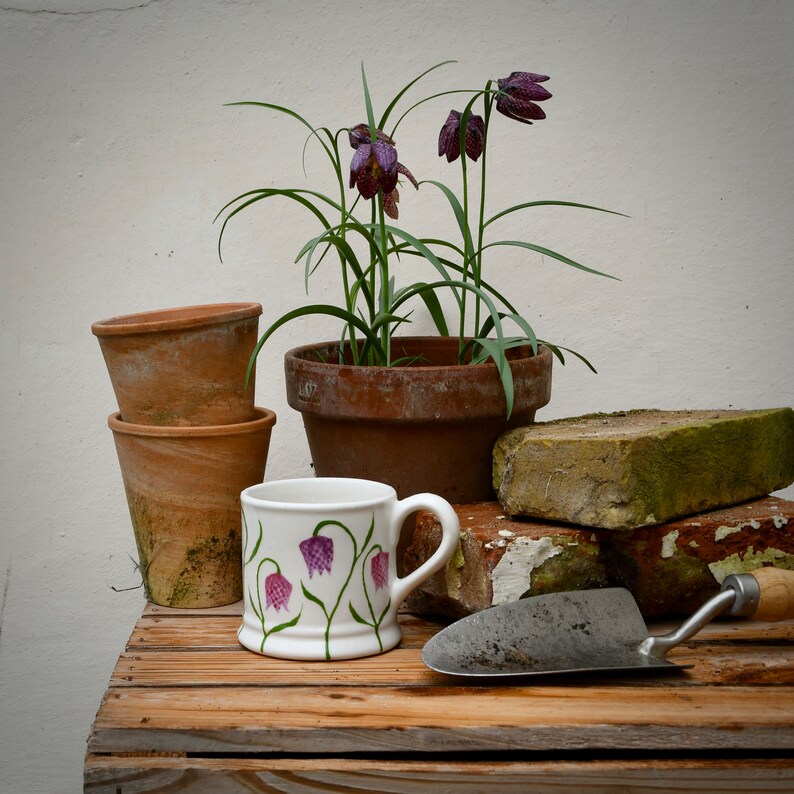 Snakes Head Fritillary Country Mug can be Personalised Hand Painted image 4