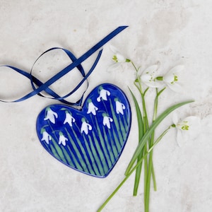 Snowdrop Heart Decoration - can be Personalised - Hand Painted