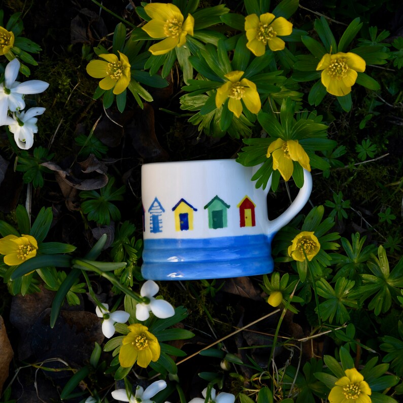 Beach Huts Little Mug can be Personalised Hand Painted image 2