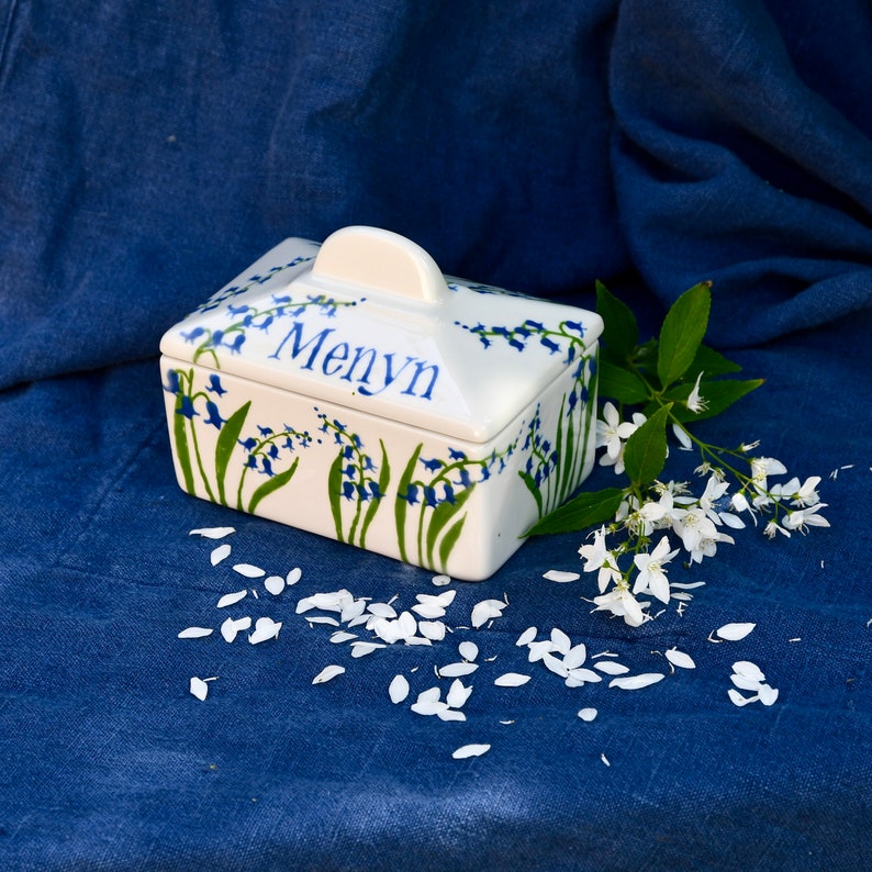 Bluebell Butter Dish can be Personalised Hand Painted image 8