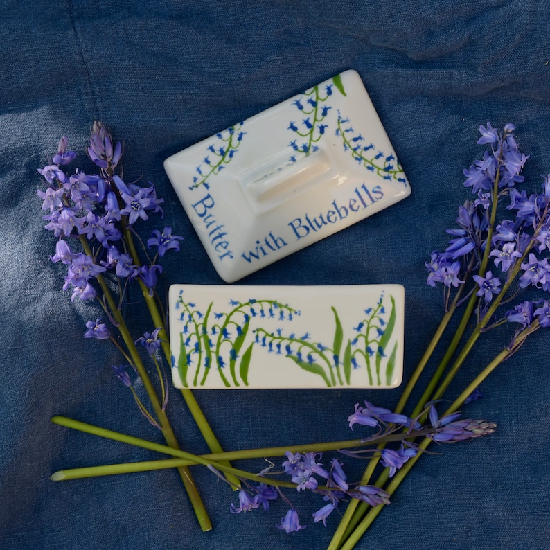 Bluebell Butter Dish can be Personalised Hand Painted image 6