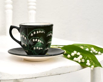 Lily of the Valley Cup and Saucer - can be Personalised - Hand Painted