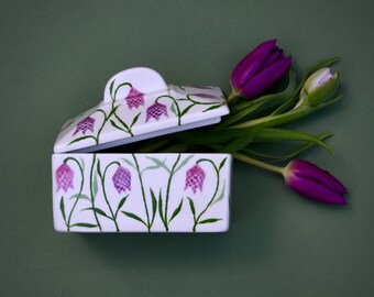 Snake’s Head Fritillary Butter Dish - can be Personalised - Hand Painted