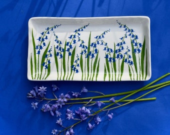 Bluebell Ceramic Rectangle Tray - Hand Painted