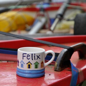 Beach Huts Little Mug can be Personalised Hand Painted image 5