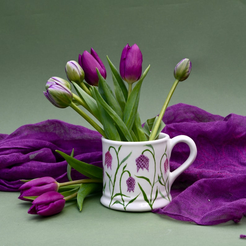 Snakes Head Fritillary Country Mug can be Personalised Hand Painted Not Personalised