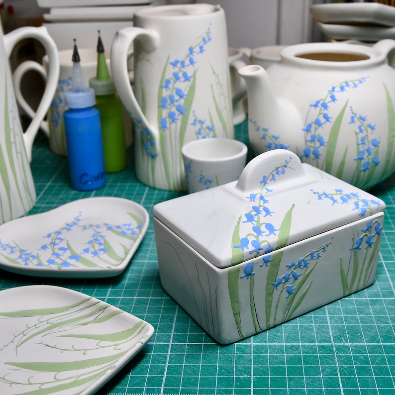Bluebell Butter Dish can be Personalised Hand Painted image 9