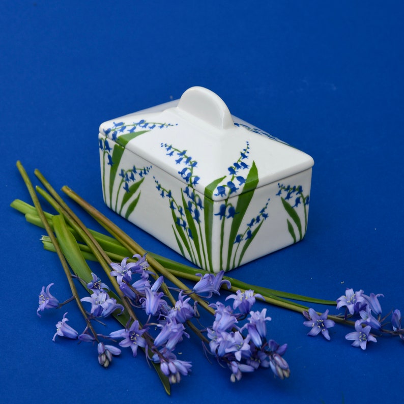 Bluebell Butter Dish can be Personalised Hand Painted image 4