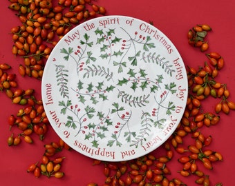 Winter Berries Christmas Platter - can be Personalised - Hand Painted