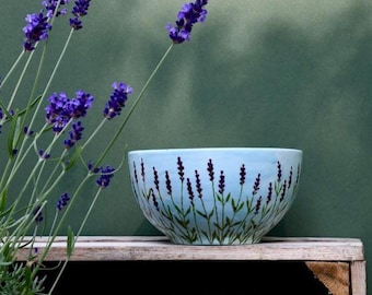 Lavender Cereal Bowl - can be Personalised - Hand Painted