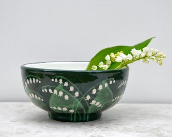 Lily of the Valley Cereal Bowl - can be Personalised - Hand Painted