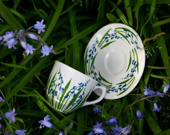 Bluebell Cup and Saucer - can be Personalised - Hand Painted