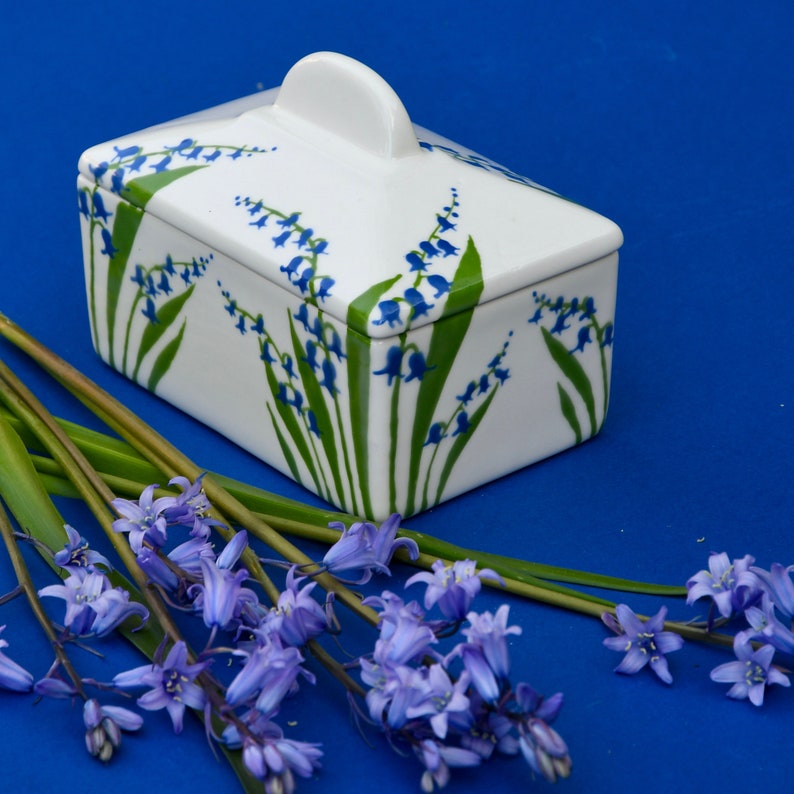Bluebell Butter Dish can be Personalised Hand Painted image 2
