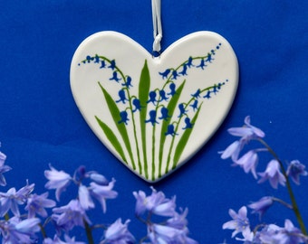 Bluebells Heart Decoration - can be Personalised - Hand Painted