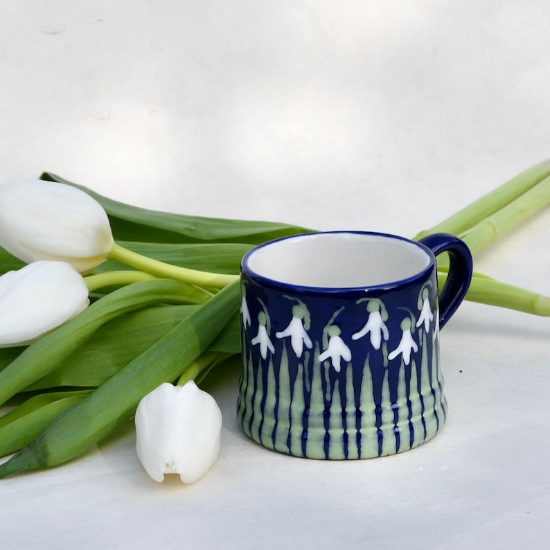 Snowdrop Little Mug can be Personalised Hand Painted image 1