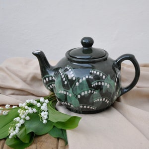 Lily of the Valley Teapot - can be Personalised - Hand Painted