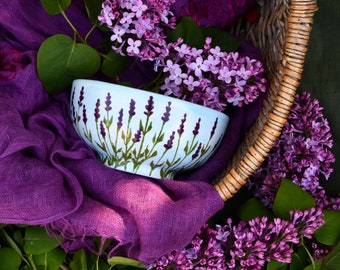 Lavendel Müslischale - kann personalisiert werden - Handbemalt