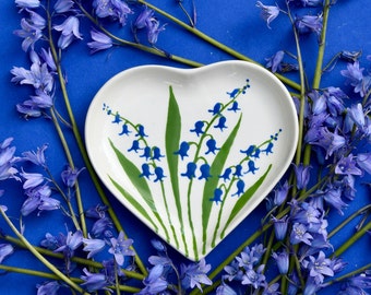 Bluebell Heart Dish - can be Personalised - Hand Painted