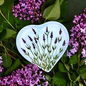 Lavender Heart Dish - can be Personalised - Hand Painted