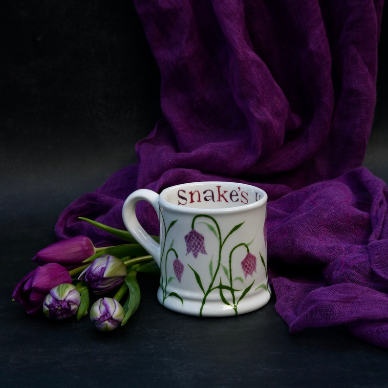 Snakes Head Fritillary Country Mug can be Personalised Hand Painted Personalised