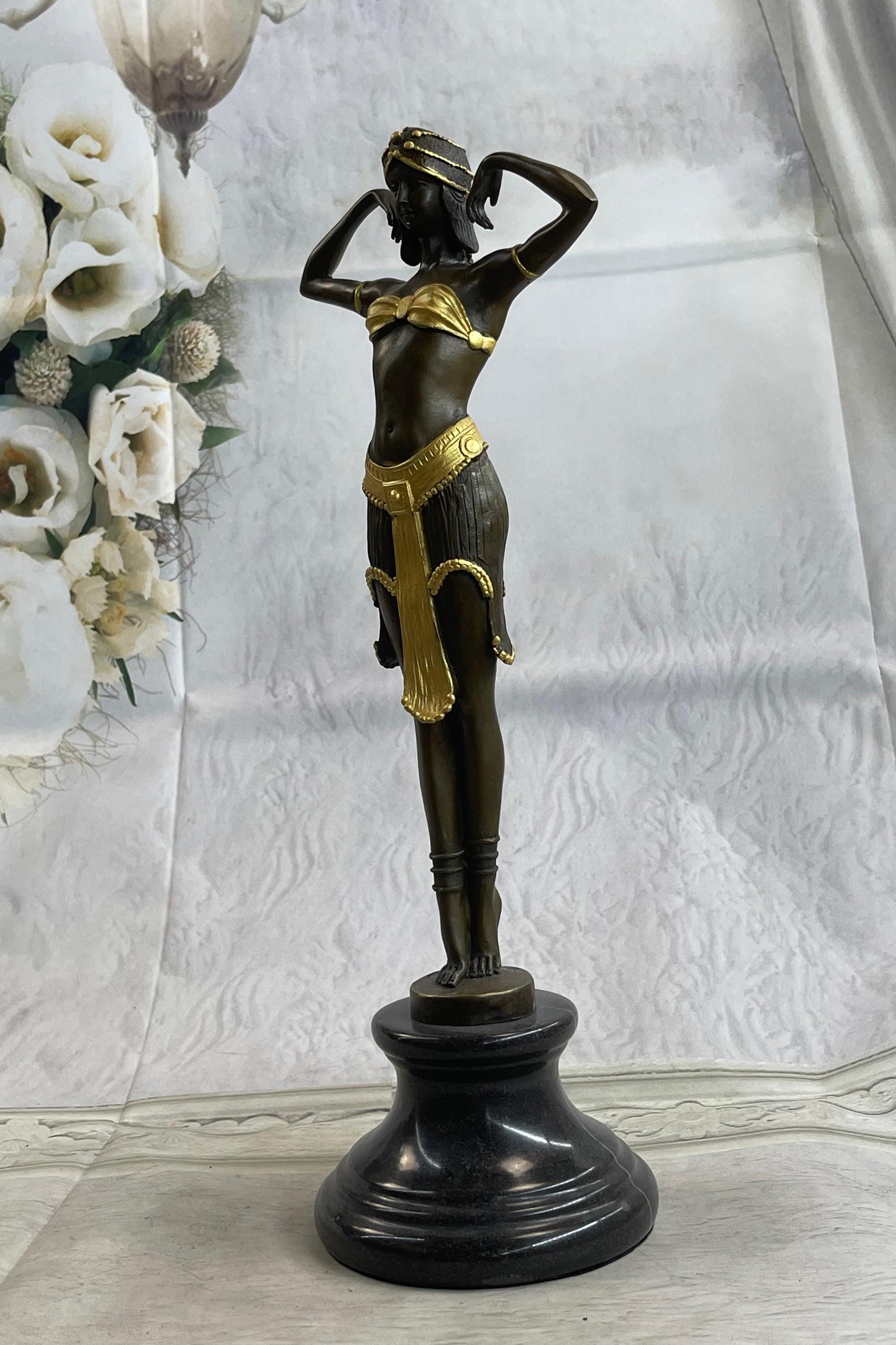大型ブロンズ像　舞女49ｃｍ　Chiparus金彩インテリア　彫刻　銅像 Chiparus Bronze Statue - Etsy