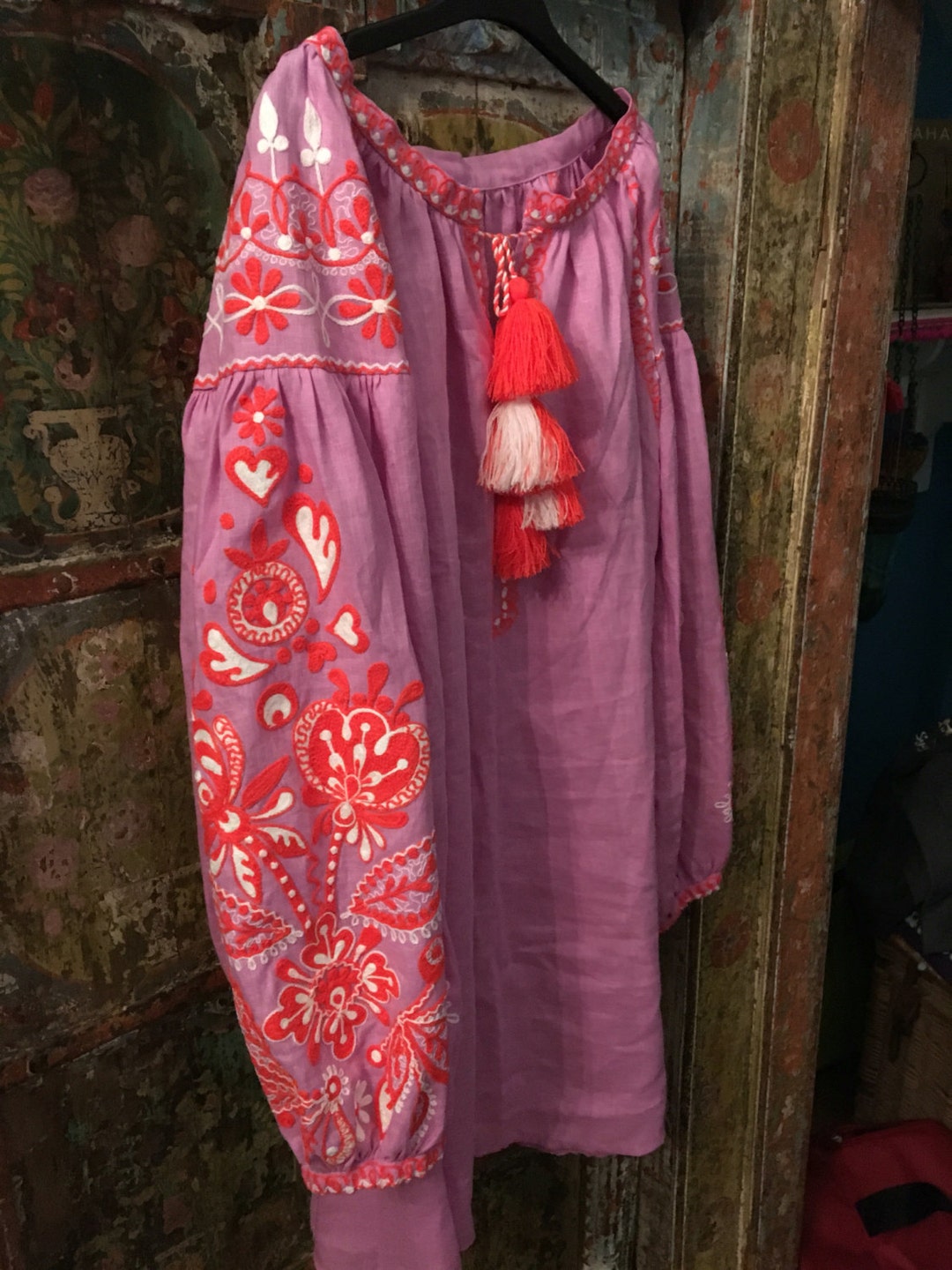 Pink Vyshyvanka Tunic or Blouse With Embroidered Ancient - Etsy