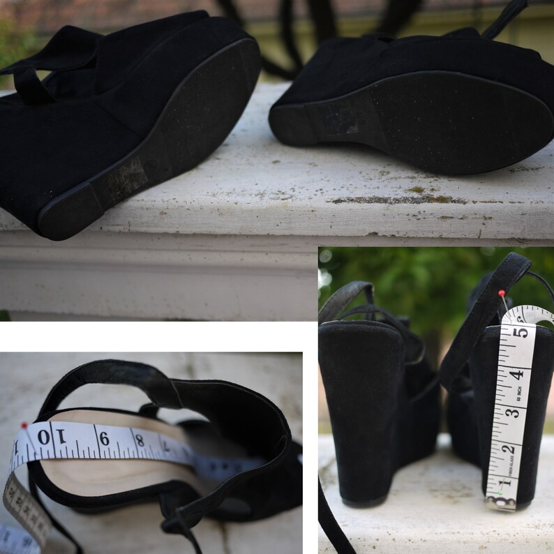 Vintage 90s/new Used/platform/wedge Shoes/black/high Heel/true | Etsy