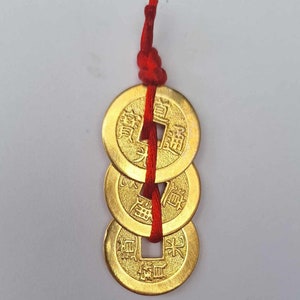 Trois pièces anciennes i-ching feng shui, cadeau personnalisé pour portefeuille