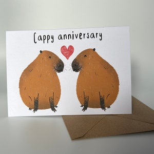 Capybara Anniversary - A6 Wedding card - Cappy Anniversary - Cappy Wedding day - Valentine's day  - Capybara Occasion Card - Recycled Card