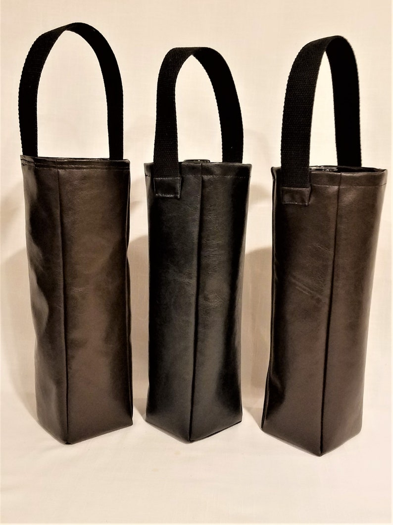 Faux Leather Wine/Liquor Bottle Gift Bag With Handle | Etsy