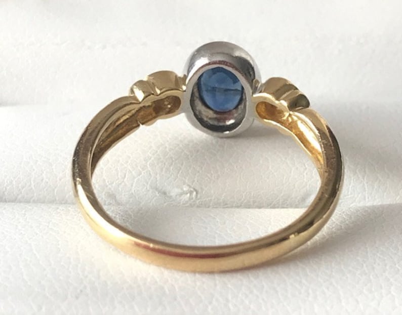 Ring size 6 34 18ct Gold Sapphire and Diamond Ring Bezel set Genuine Sapphire and Diamond USA