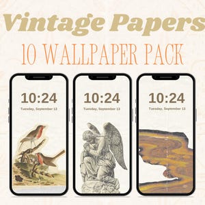 Vintage Aesthetic Phone Wallpapers – Digital Download | Collage Style Lock Screens, Poetic PNG Backgrounds for iOS & Android