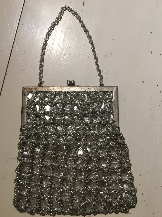 vintage, small handbag in silver from 40s