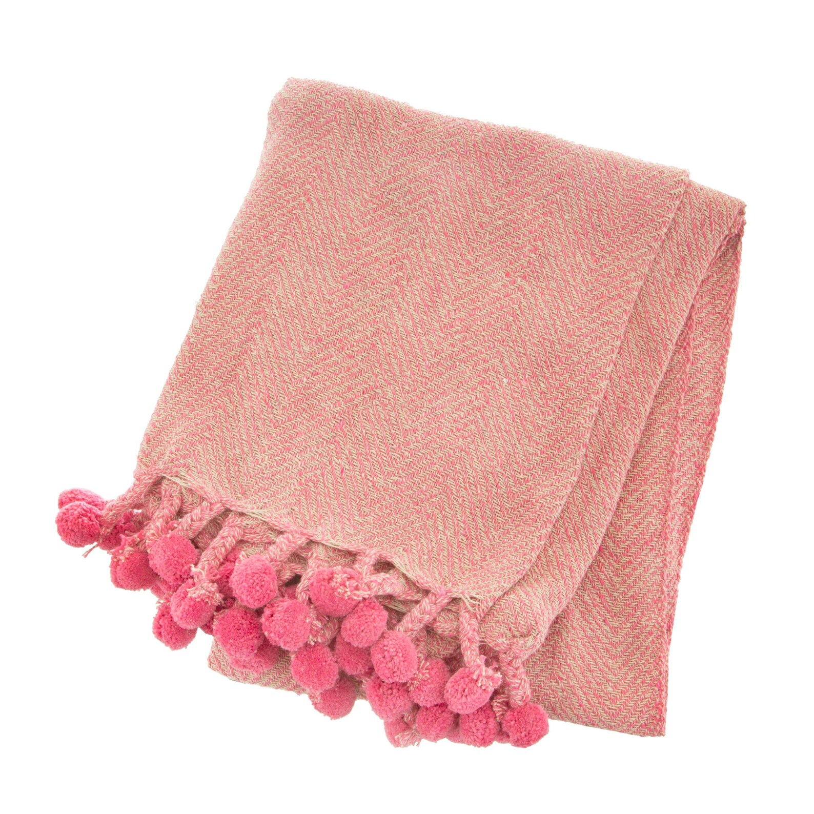 Pink Throw with Pom poms Throw Blankets Bohemian Decor Etsy