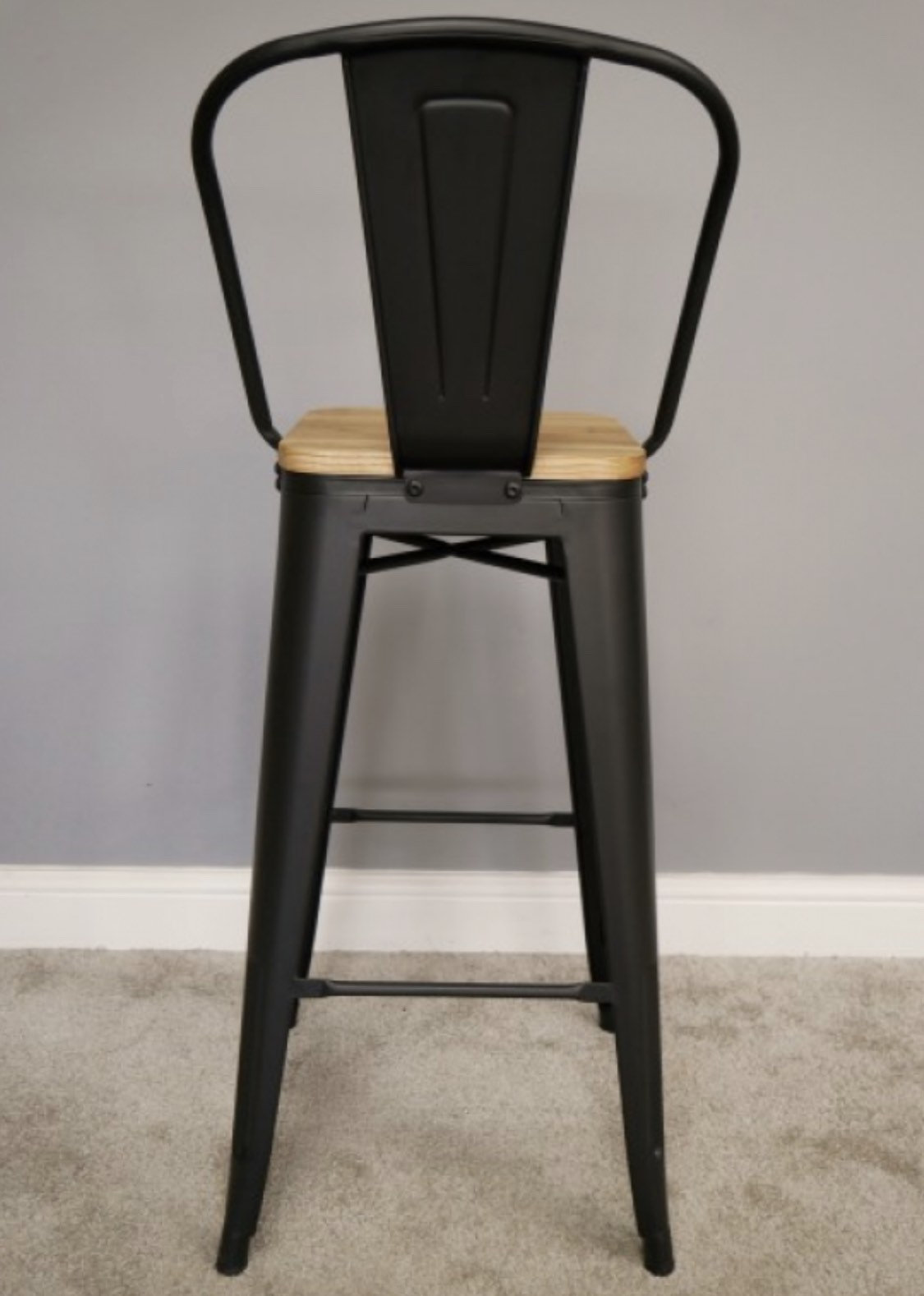 Bar Stools with Backrest Black metal and wood Bar Stools Etsy