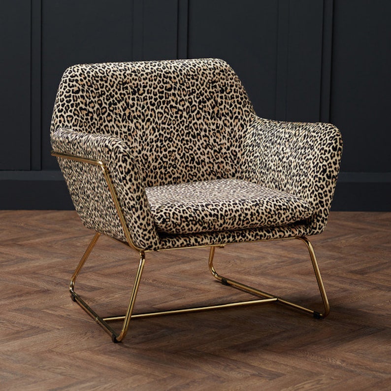 Leopard Print Accent Chair for the Living room U.K. Dusky Etsy