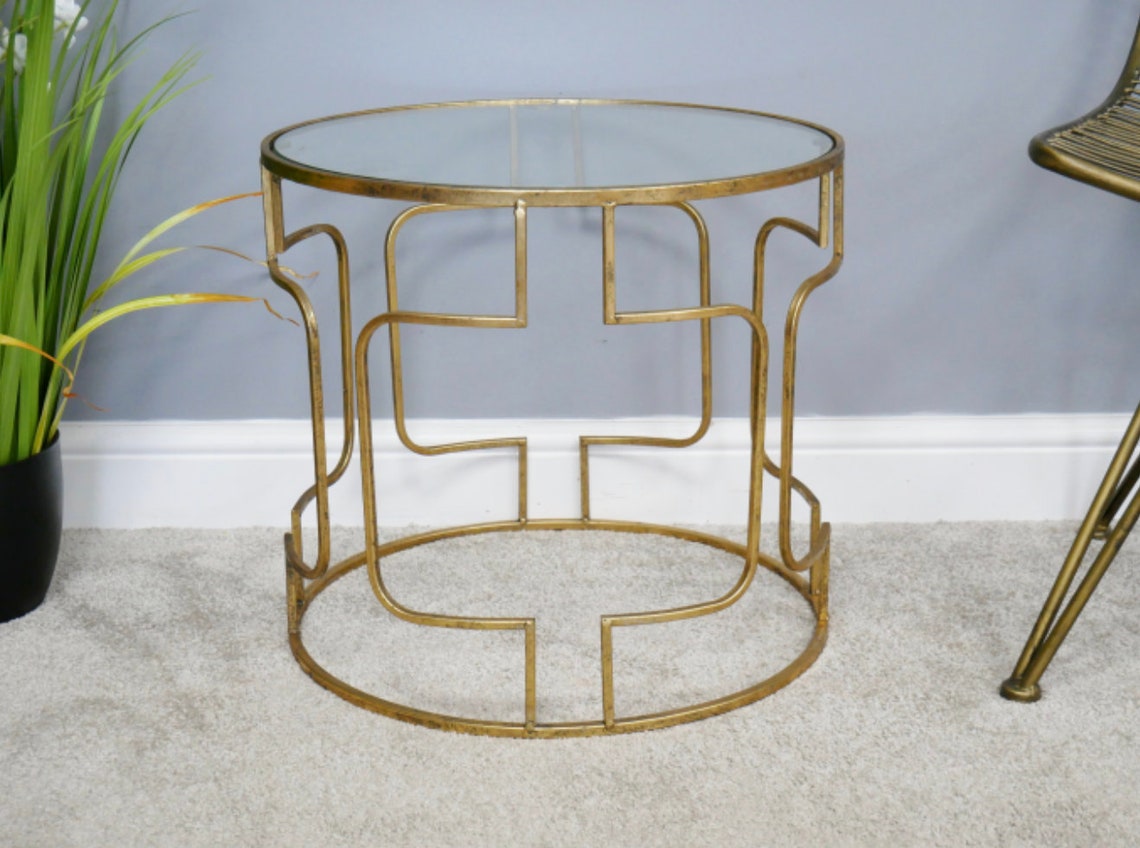 Gold Art Deco Side Table Coffee and End Tables Gold Etsy
