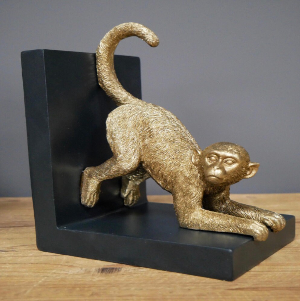 Woody & Bing Gold Monkey Bookends Housewarming Gifts Book Etsy