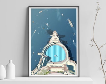 Tinside Lido - Plymouth Illustration | Lido Illustration | Lido Print | Plymouth Hoe Print | Plymouth Graduation Gift