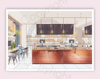 Pinkmans Bakery Landscape - Bristol Illustration | Bakery Illustration | Pinkmans Illustration | Bristol Print | Graduation Gift