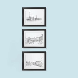 This is Bristol, Hand Drawn - Triptych |  Bristol Illustration | Bristol Hand Drawing | Bristol Graduation Gift | Bristol Print