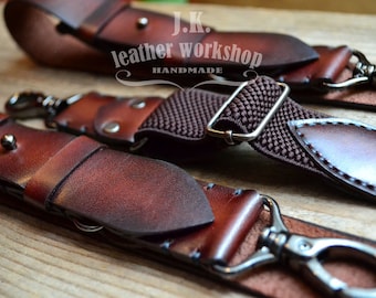 Personalized leather suspenders Mens leather suspenders with Monogram wedding suspenders Mens braces Grooms gift Valentine's day gift mens