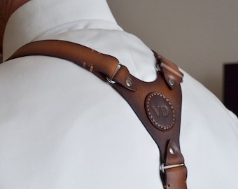 Mens leather suspenders Groomsmen suspenders Leather harness Personalized gift Wedding suspenders Gift for him Grooms gift Groomsmen gifts