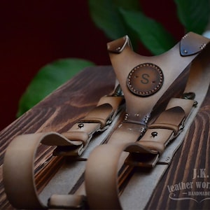 Leather Suspenders Personalized leather suspenders Mens leather suspenders Wedding suspenders Men braces Groomsmen gift for him Father&#39;s day