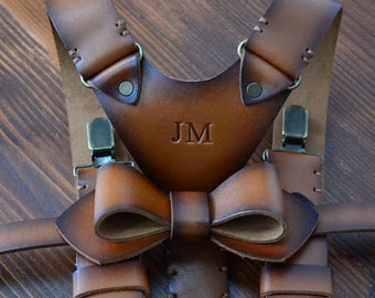 Personalized leather suspenders Mens leather suspenders with Monogram wedding suspenders mens braces grooms suspenders Groomsmen gifts