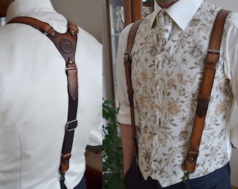 Leather suspenders Mens leather suspenders Leather harness Personalized gift Wedding suspenders Gifts for him Grooms Groomsmen Father's gift