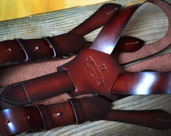 Mens Leather suspenders Personalized Mens suspenders Brown suspenders Gift for him Mens braces button Wedding suspenders Groomsmen gifts