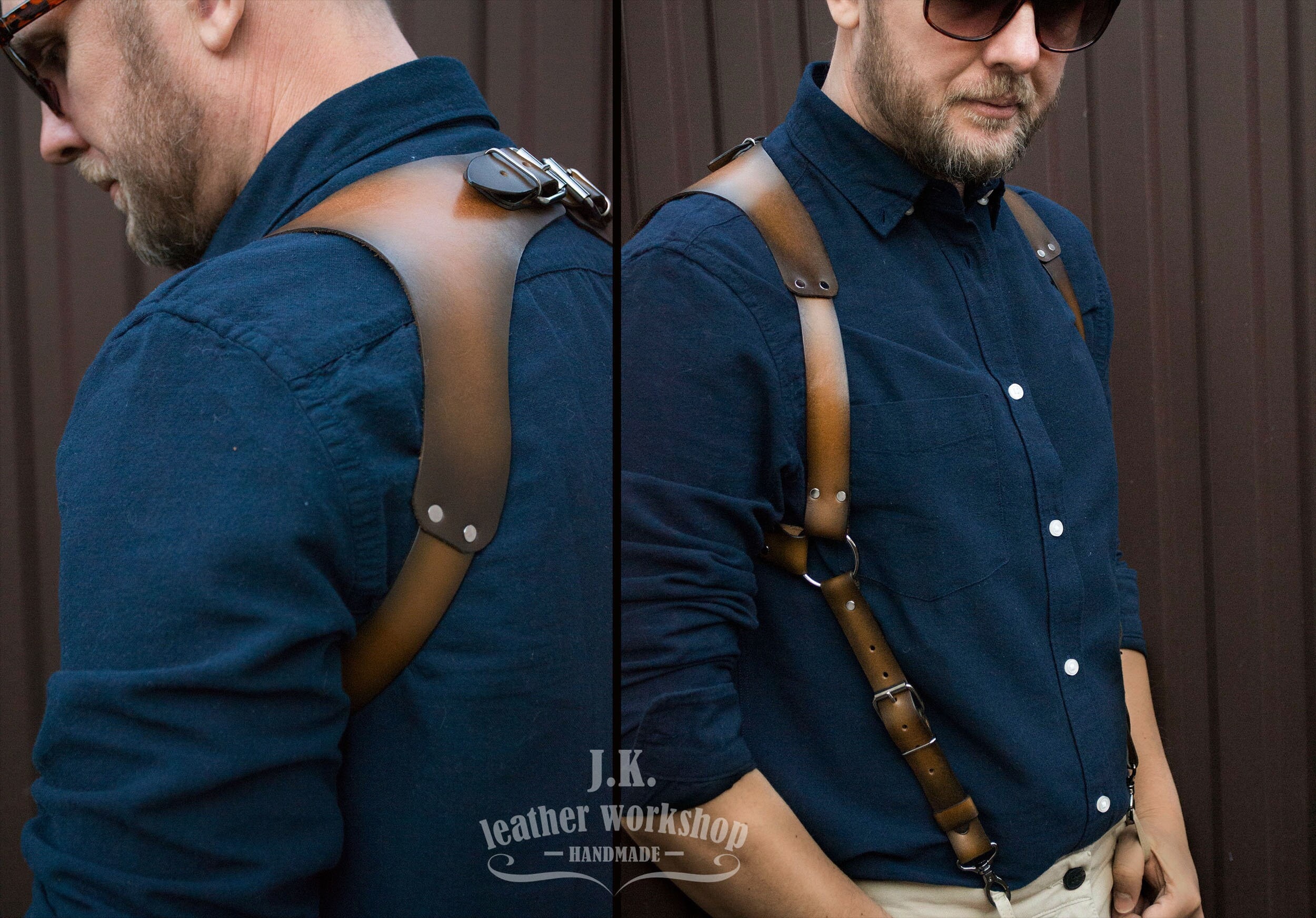 Leather suspenders men Mens leather suspenders Brown leather suspenders Wedding suspenders Gift for men Grooms gift Groomsmen gift father's