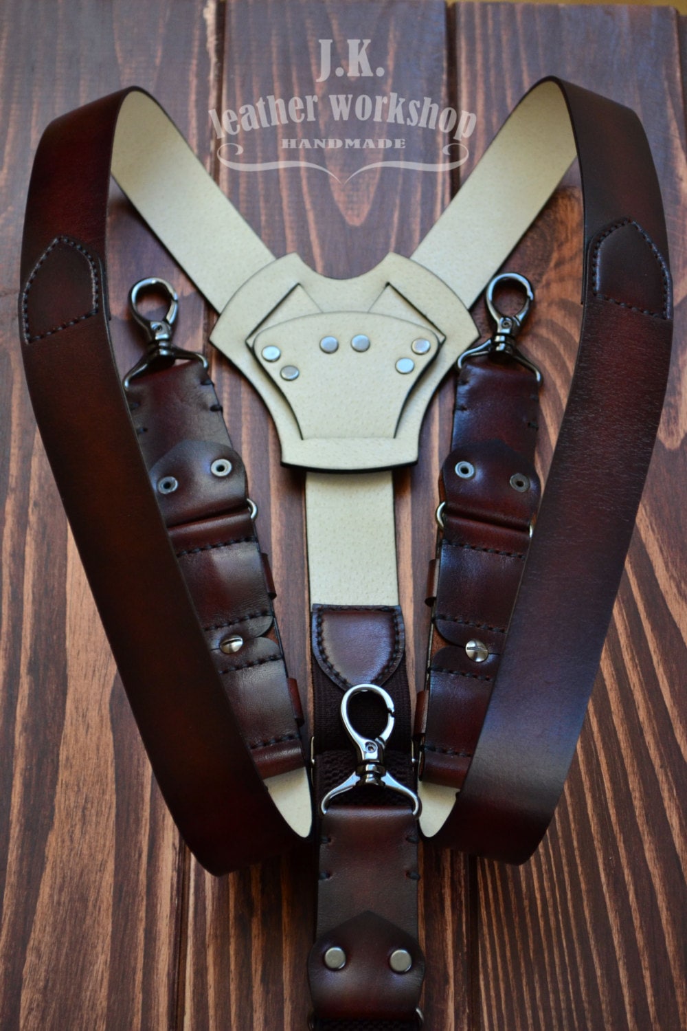 Leather Suspenders Men Personalized Suspenders Brown Etsy