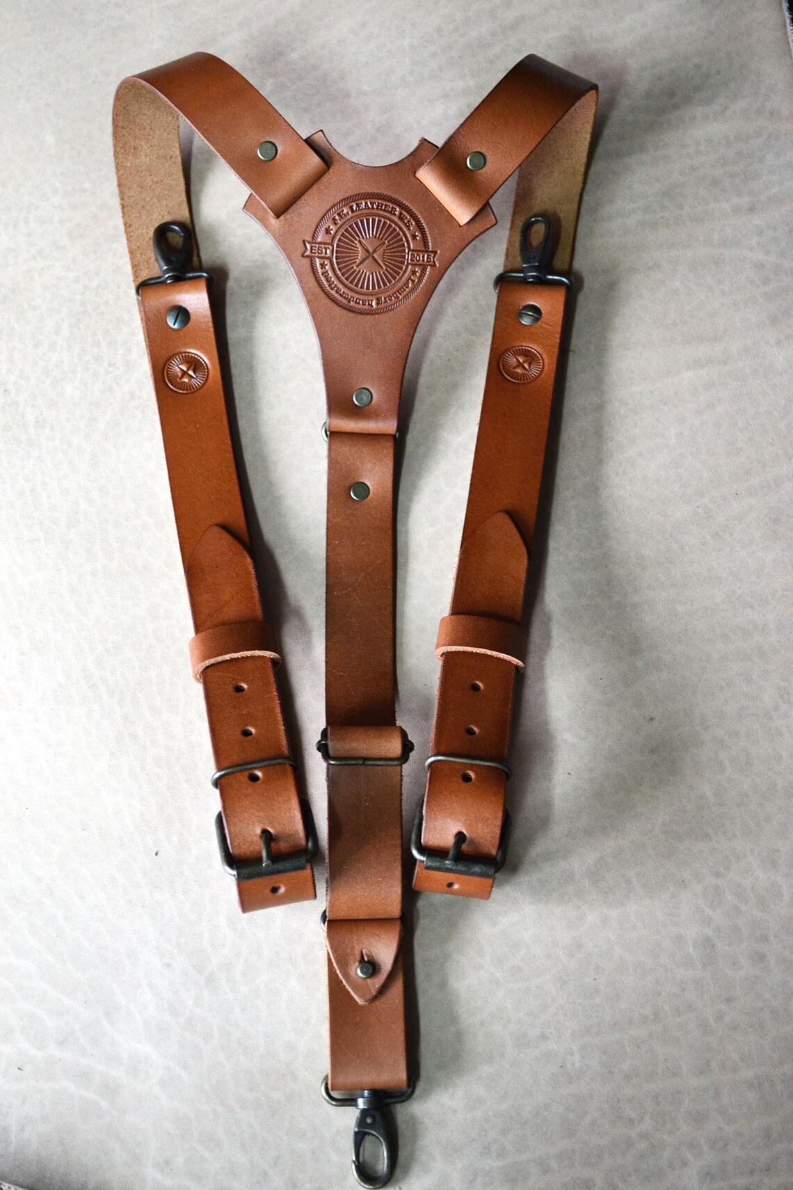 Tiranti Elastici In Pelle Genuina Blu/Verde &ndash; Fatto A Mano In Spagna &ndash; MA LEATHER Modello T10